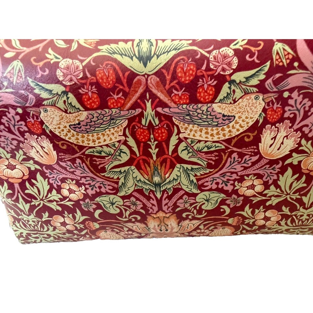 Morris & Co Strawberry Thief Make-up Toiletry Bag Pink Vegan Large Wash Bag 9x6" - Picture 3 of 5
